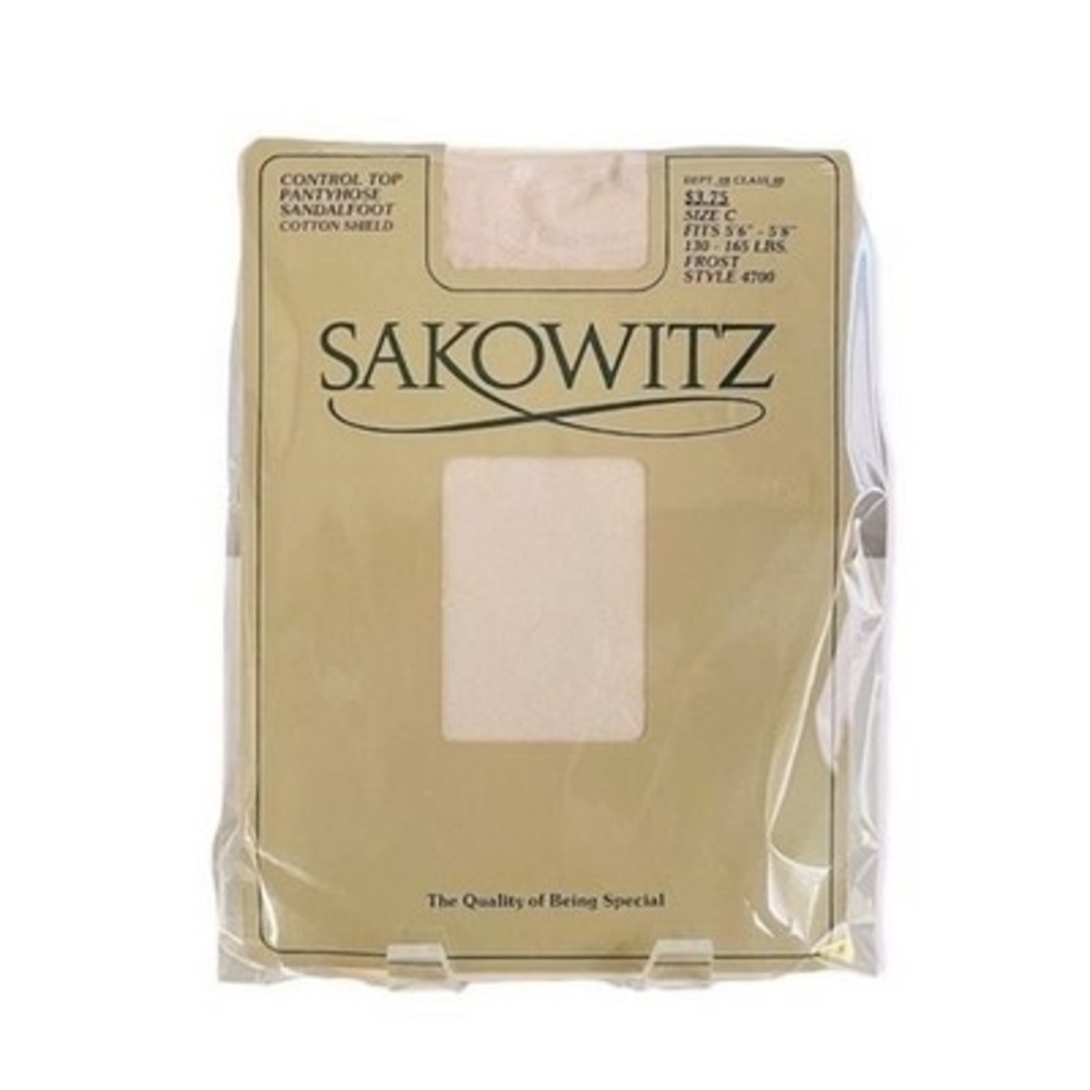 Vintage Sakowitz Sheer Lycra Control Top Pantyhose Frost Size C Sandalfoot NIB